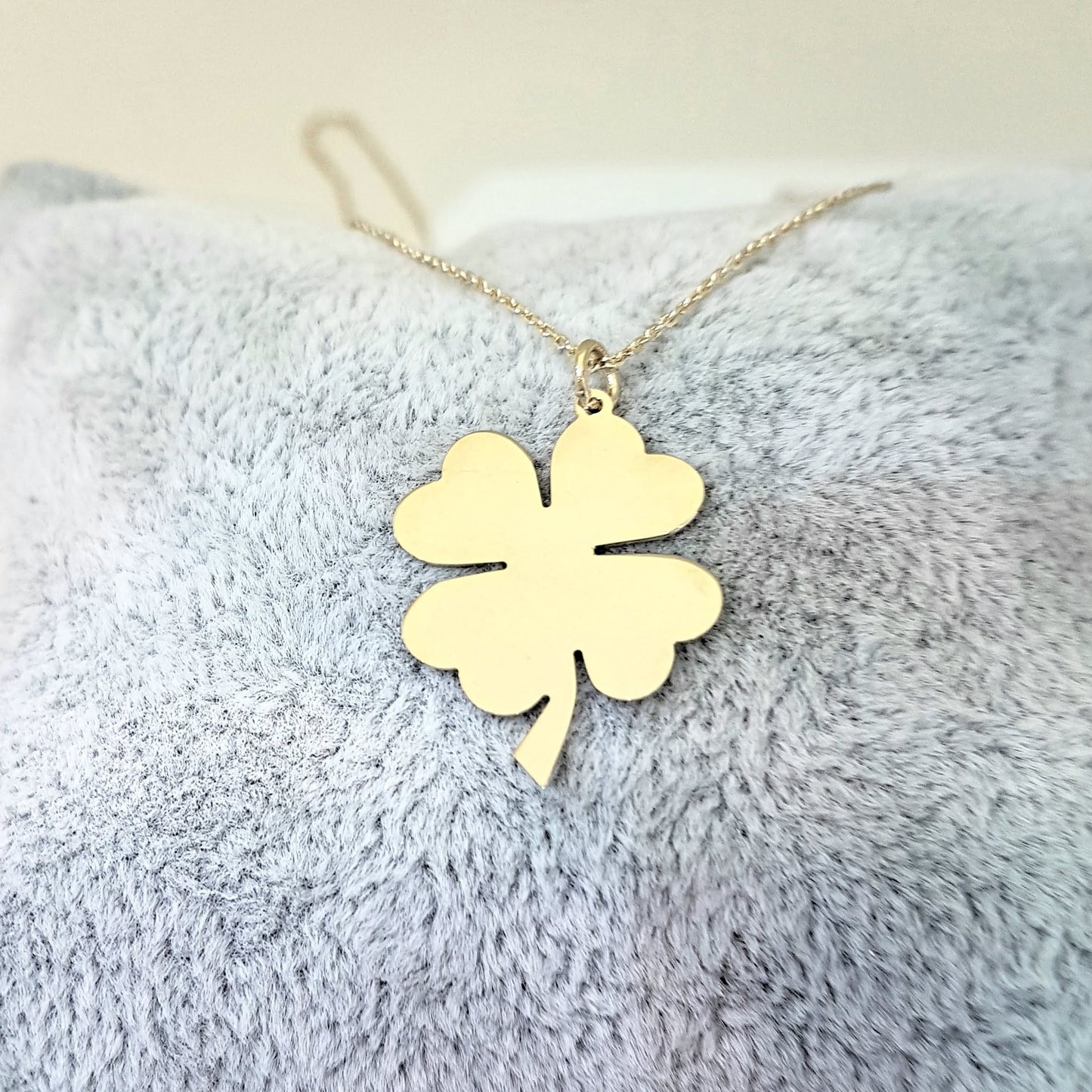 Four-Leaf Clover Necklace - Stainless steel/Four-Leaf Clover Drop Earrings - Stainless Steel