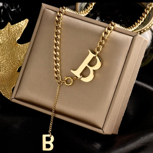 Fashion Classic Letter B Pendant Necklace Stainless Steel