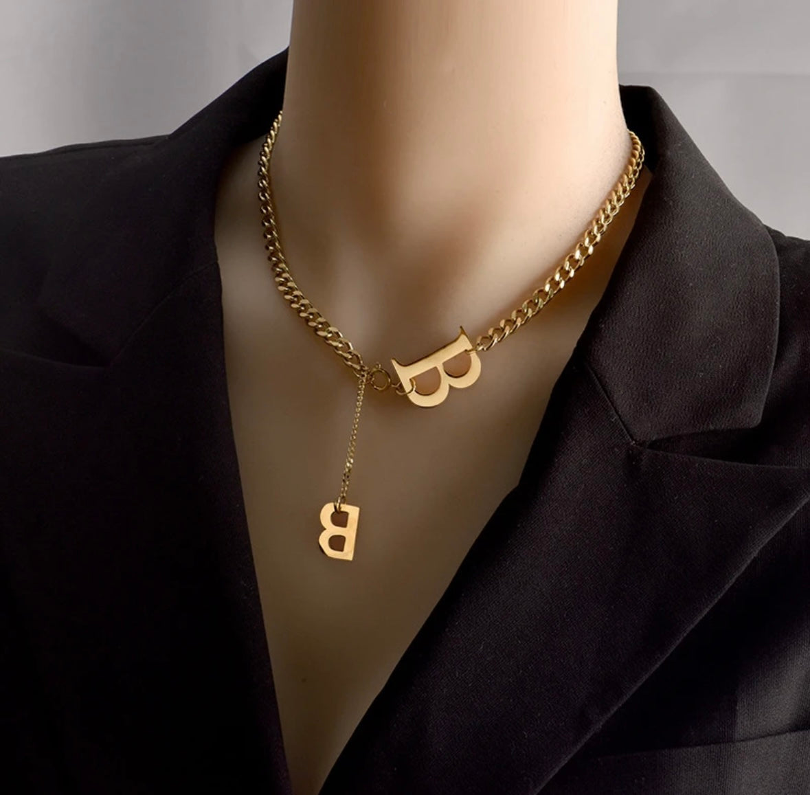 Fashion Classic Letter B Pendant Necklace Stainless Steel